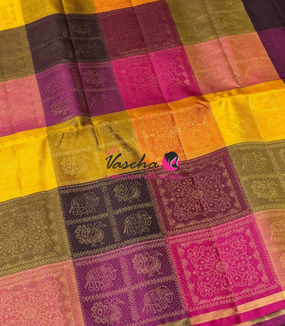 Pure Soft Silk Saree - Partly Pallu -  Half & Half Saree - VVPSS088