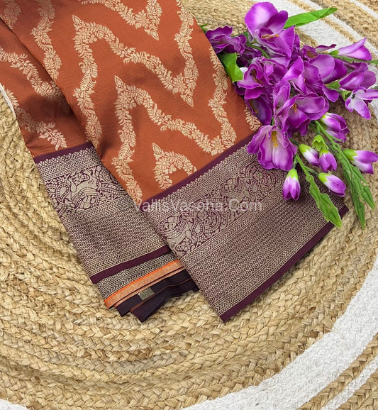 Semi Kanchi Silk - Rust Orange & Wine Brown Shade  - VVSKS004