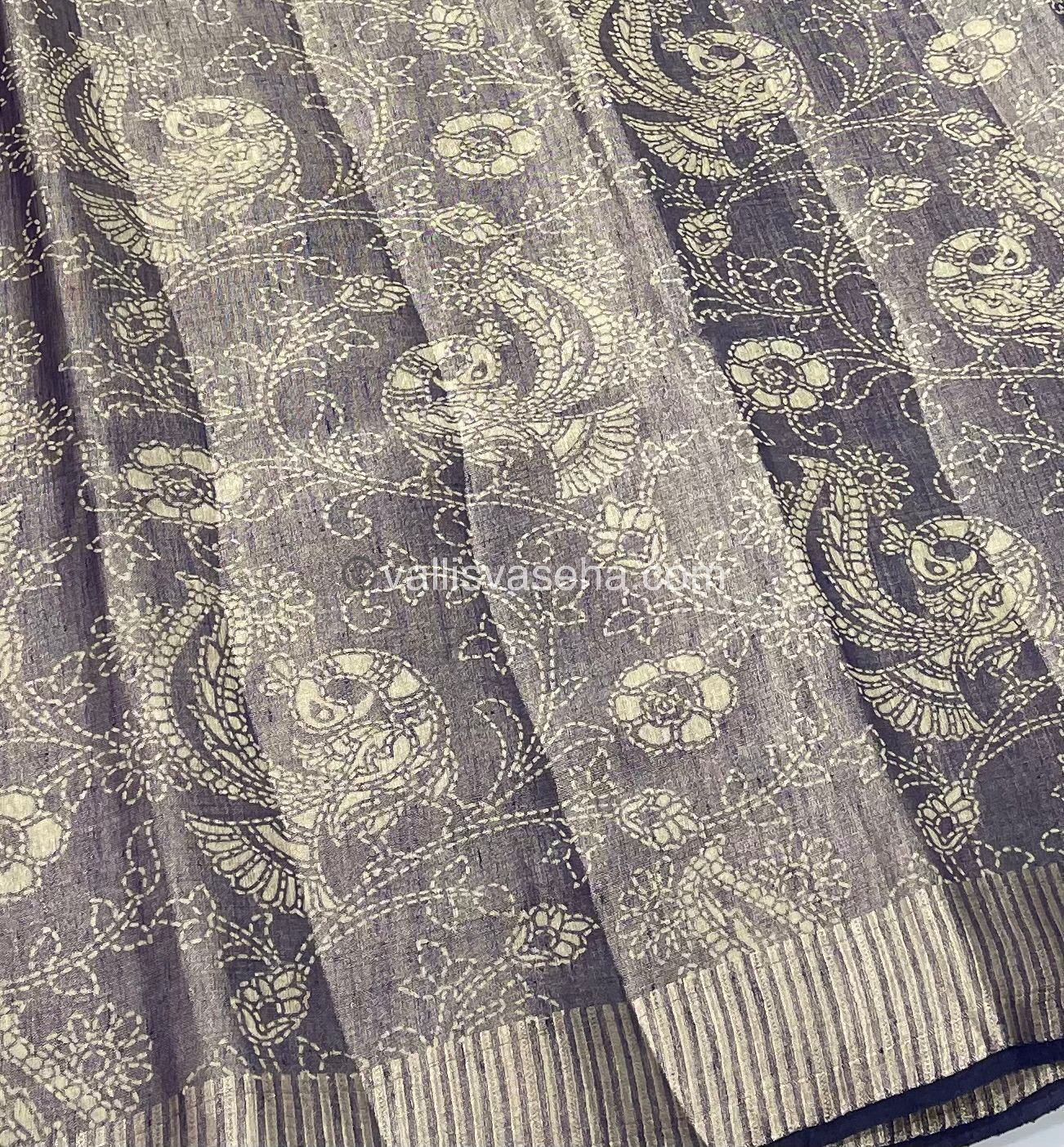 Semi Tussar Silk - Navy Blue Shade - VVSTS001