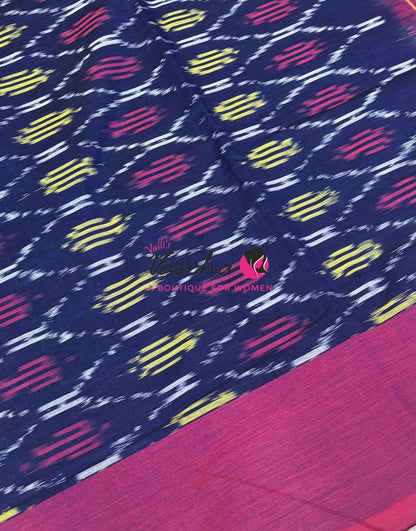 Ikkat Mercerised Cotton Saree - Single Ikkat - VVIKS001