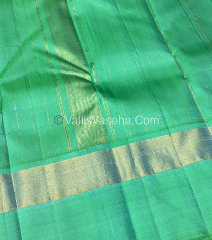 Pure Kanchipuram Silk Saree - Blue With Green Combo - VVPS025