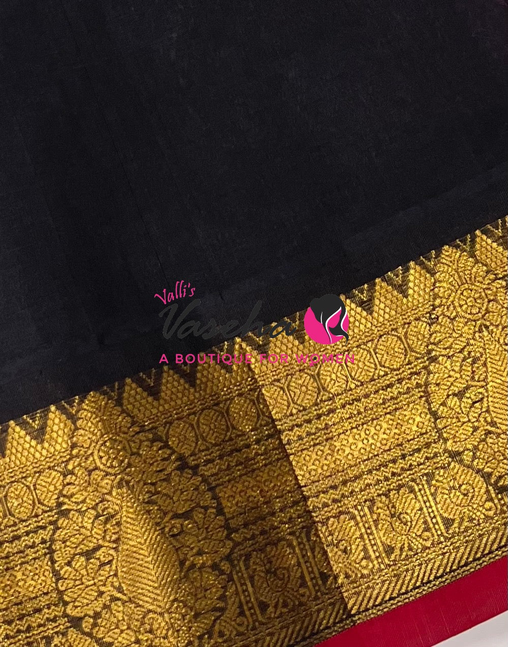 Pure Korvai Silk Cotton - Light, Pink With Black Shade VVKSC019