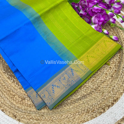 20% Offer |Semi Silk Cotton Saree |Green With Green  Shade | VVSSC002