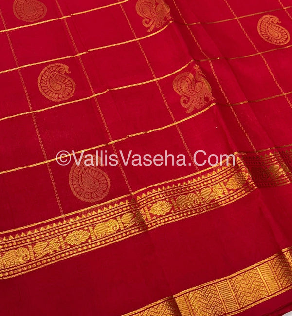 Pure Silk Cotton Saree - Red Shade - VVPSC012