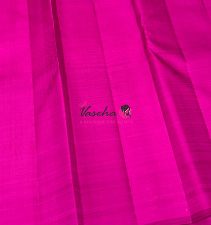 Pure Vintage Korvai Kanchipuram Silk Saree - Yellow & Pink Combo - VVPS022