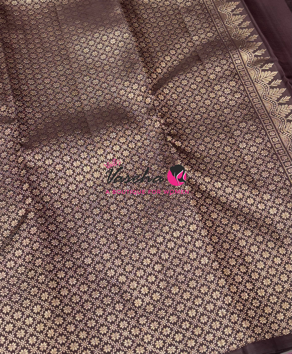 Pure Kanchipuram Silk Saree - Brown Shade - VVPS054