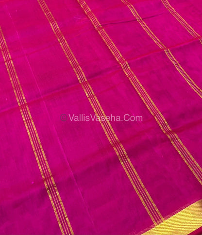 Pure Silk Cotton Sarees -Mehendi Green With Pink - VVPSC003