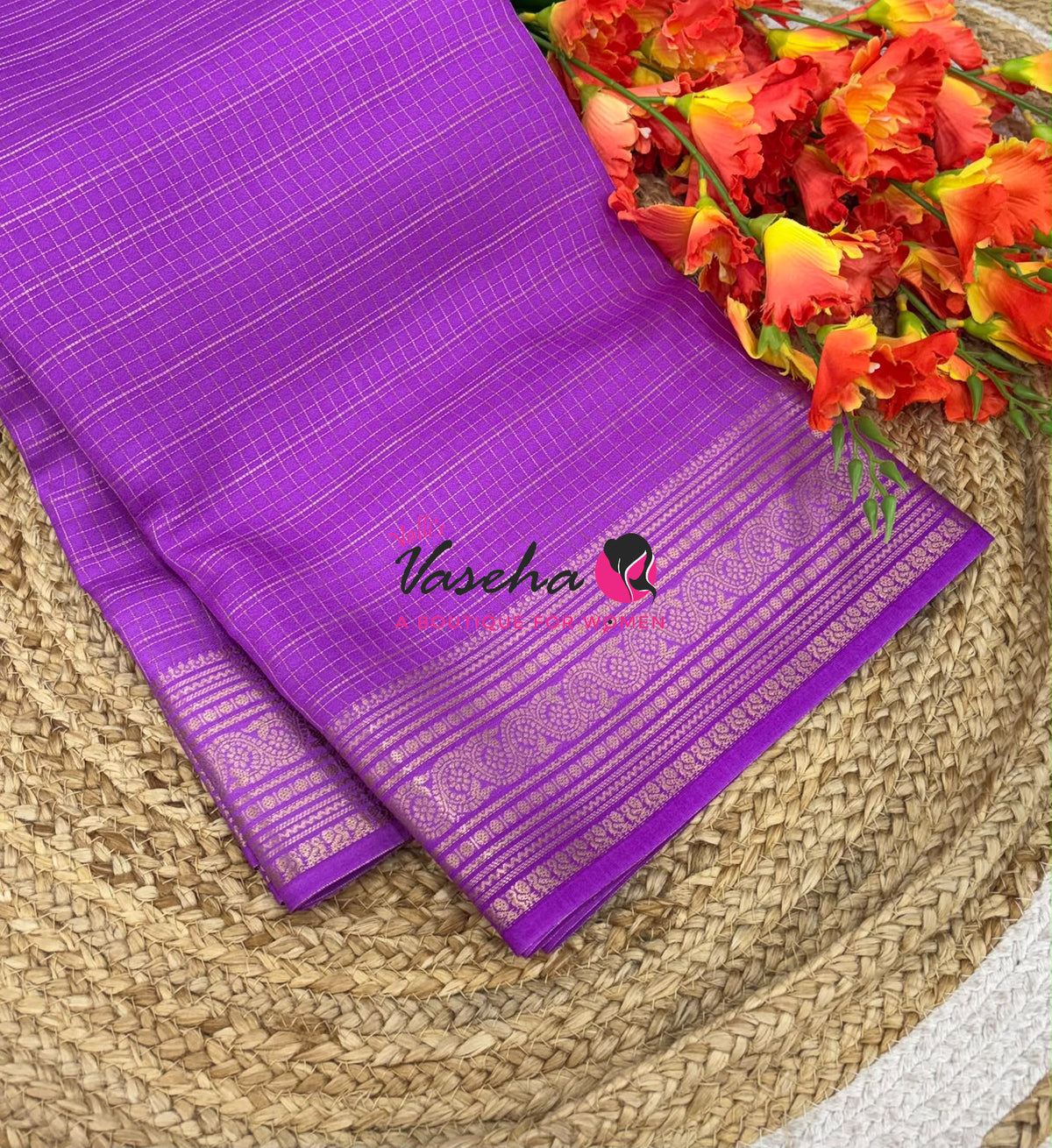 Semi Mysore Crepe Silk  - Lilac Pink Shade - VVSMC005