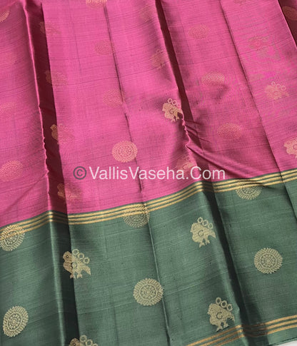 Half Mix - Pure Soft Silk Saree - Long Retta Petta Border with Butta - VVPSS050