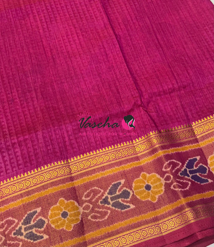 Semi Patola | Printed Silk Saree - Purple With Pink Combo - VVSPS001
