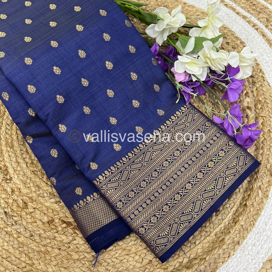 Semi Tussar Silk Saree - Navy Blue Shade - VVSTS008