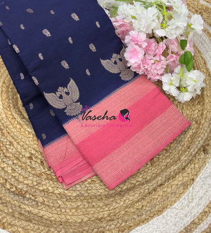 Banarasi - Heritage Silk - Blue With Peach - VVBHS015