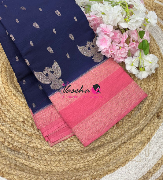 Banarasi - Heritage Silk - Blue With Peach - VVBHS015