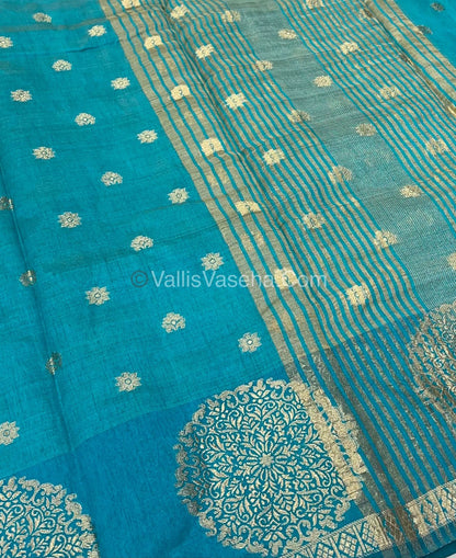 Semi Tussar Silk Saree - Sky Blue shade - VVSTS035