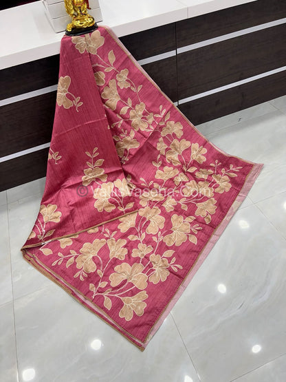 Semi Raw Silk with embroidery work - VVSRS001