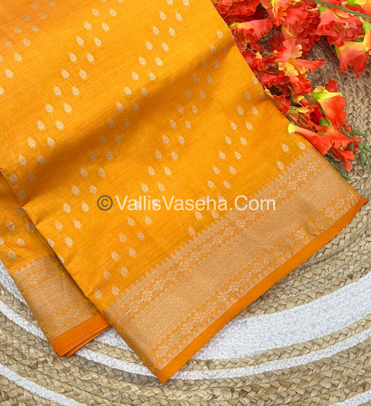 Semi Tussar Silk - Grand Pallu  - Yellow Shade - VVSTS017