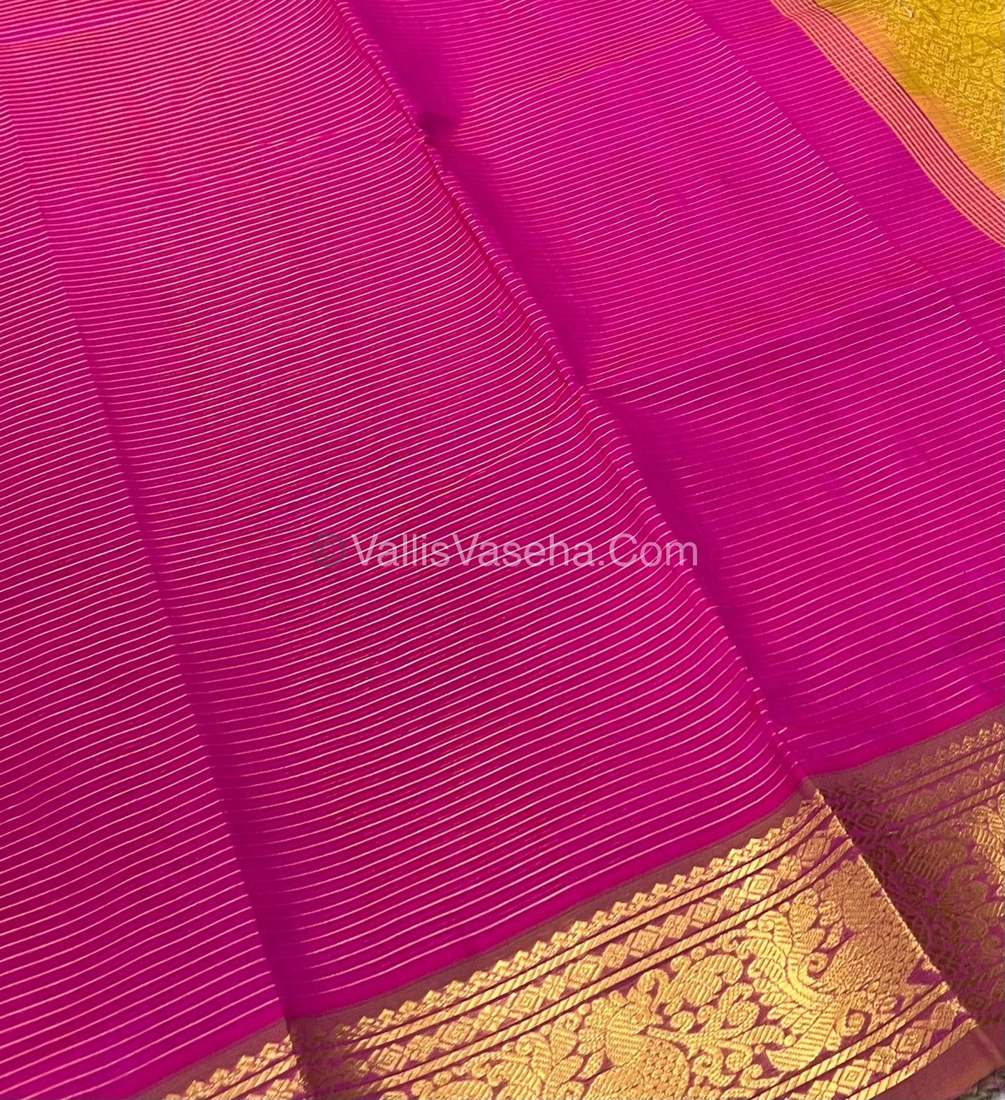Pure Silk Cotton Sarees - Vairavoosi Lines - Pink & Mustard Yellow- VVPSC005