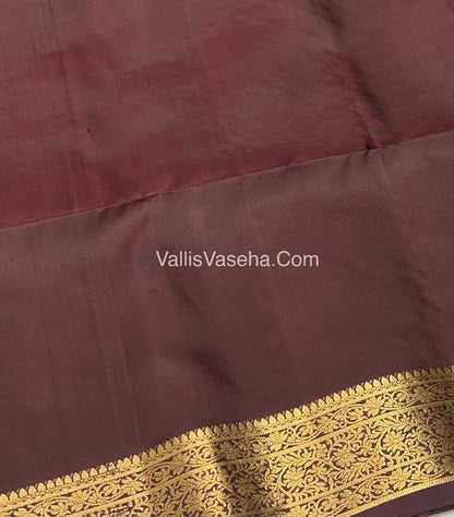 Pure Soft Silk Saree - Kanchi Border - Velum & Mayilum - Grey & Wine Brown Combo - VVPSS046