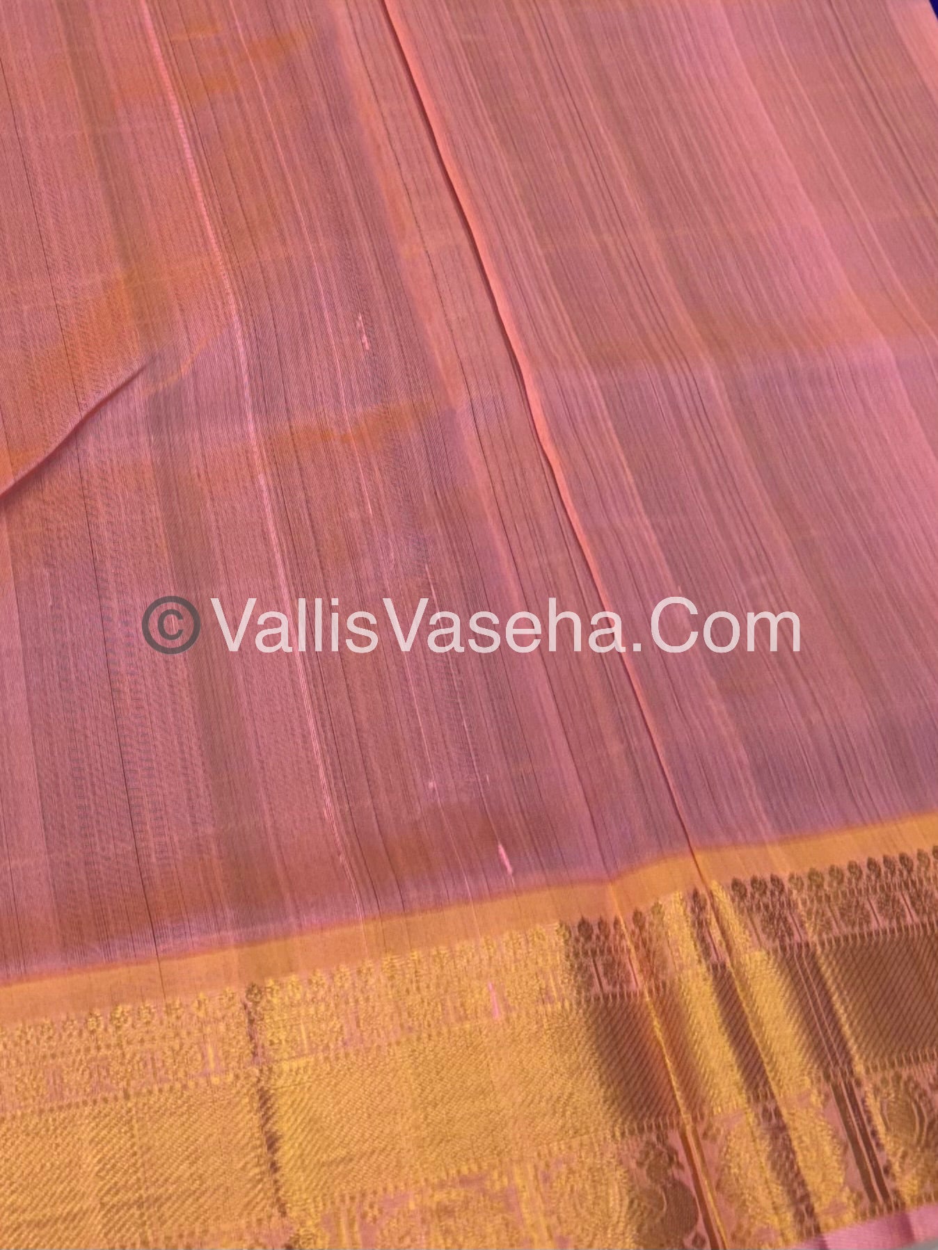 Pure Silk Cotton Saree - Mayil & Chakkaram Design - Shade of  Blue With Pinkish Peach Shade - VVMC001