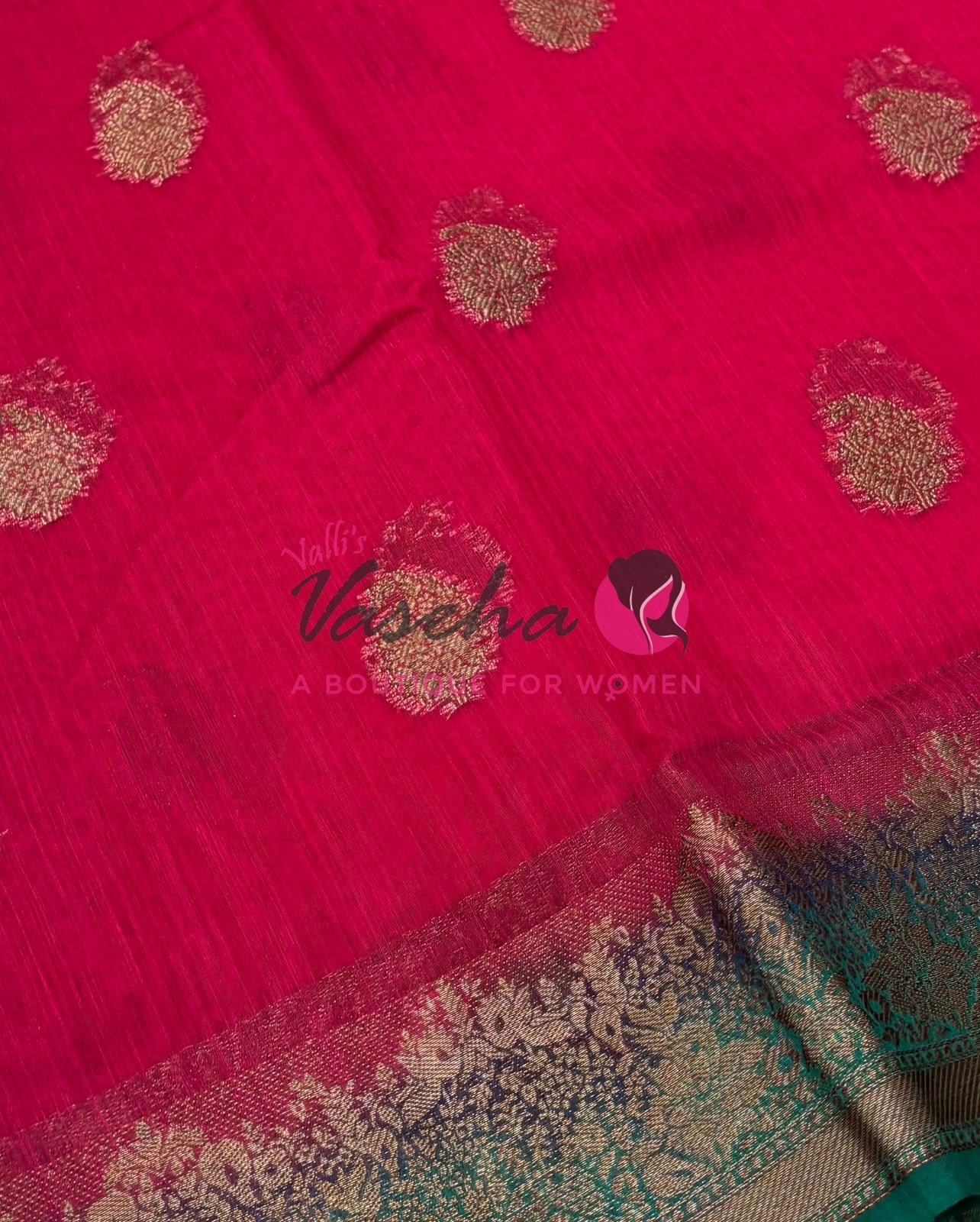 Bamboo Silk Saree- Pink with Green Shade - VVBSS014