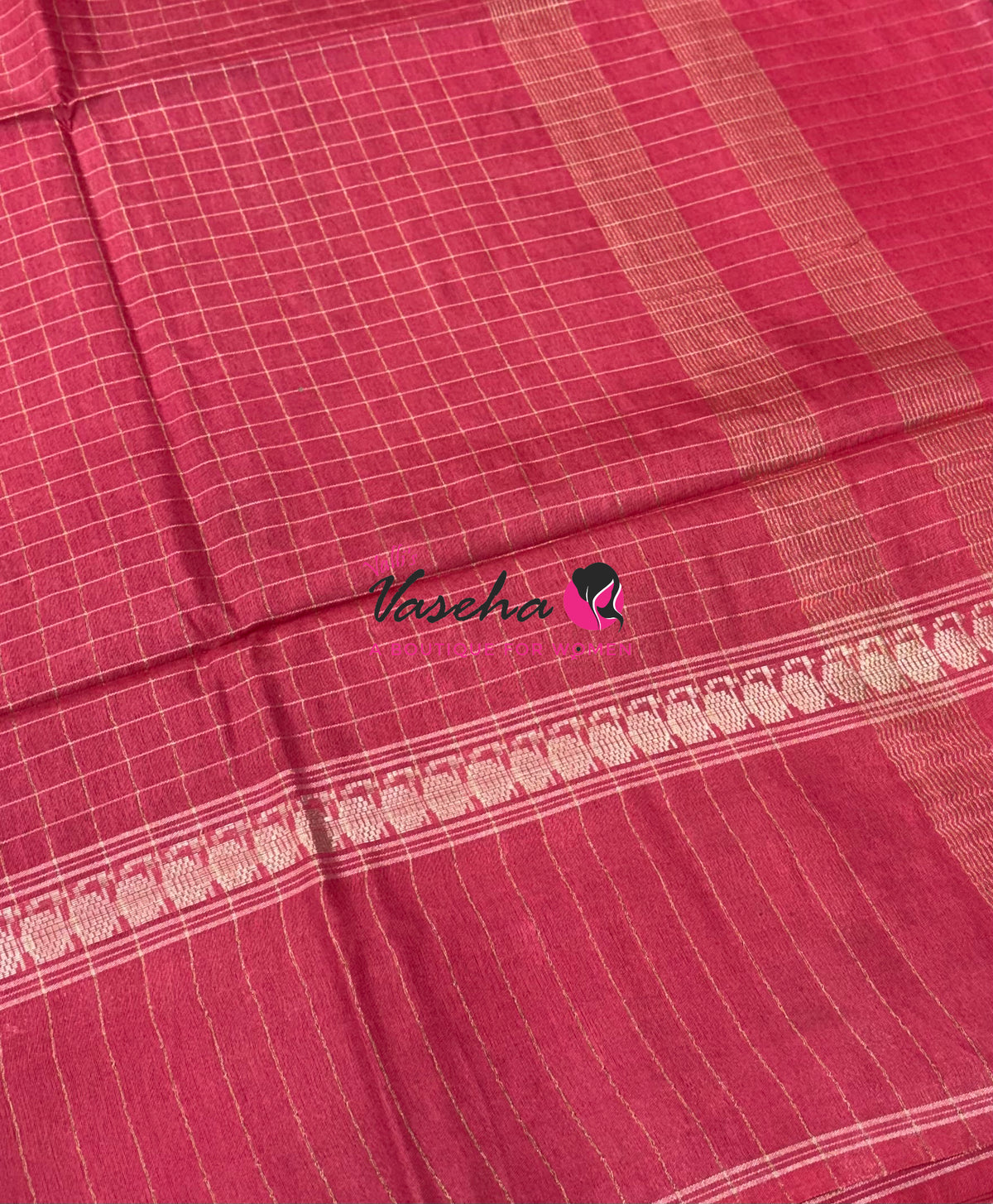 Bhagalpuri Silk | Black With Pink Combo | VVBS011