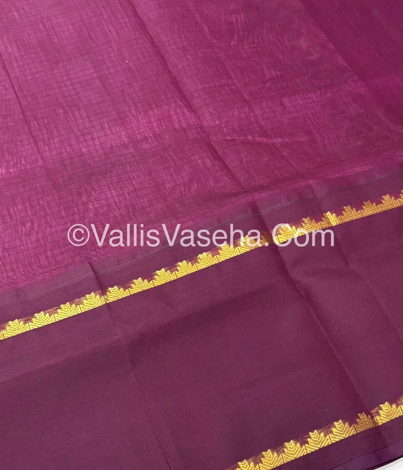 Pure Korvai Silk Cotton  - Retta Petta Border - Onion Pink & Dark Purple - VVKSC038