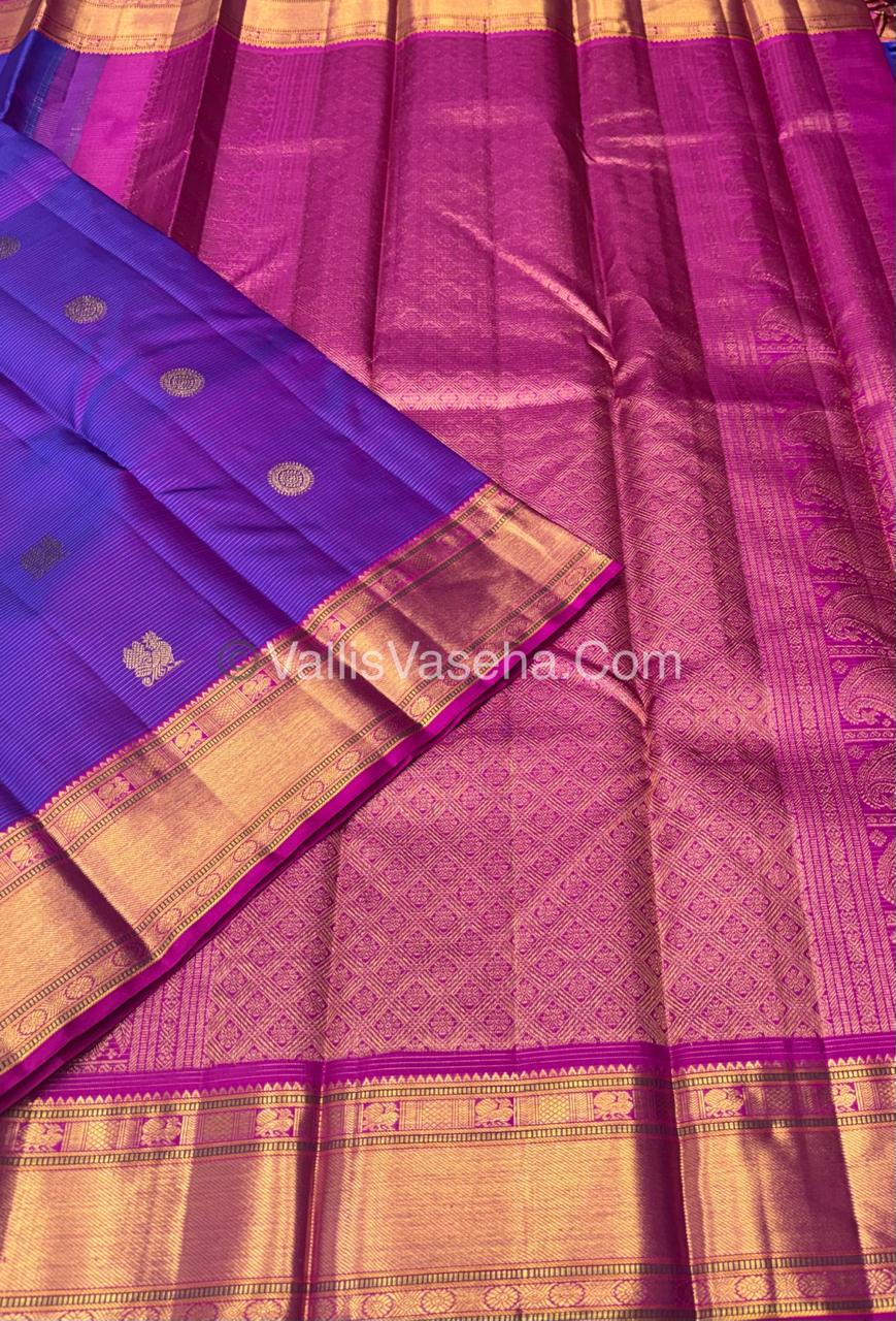 Pure Kanchipuram Silk Saree - Vaira Voosi design - Purple & Pink Shade - VVPS027