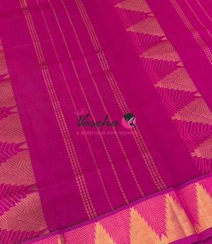 Semi Silk Cotton Saree - Checked Pattern with Butta  - VVSSC013