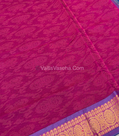Semi Silk Cotton Saree - Pink With Blue Shade - VVSSC007