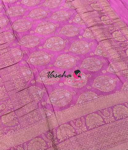 Banarasi Georgette Saree - Red With Pink Combo - VVBGS002