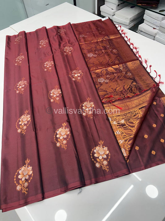 Semi Soft Silk - Border less - Merunish Wine Shade -VVSSS007