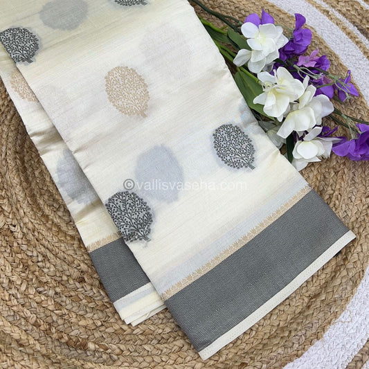 Semi Tussar Silk Saree - Cream shade - VVSTS009
