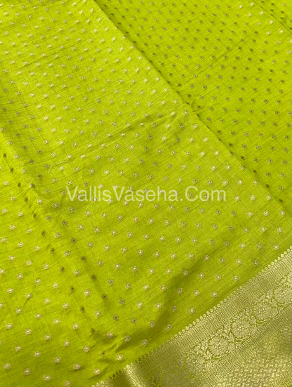 Semi Tussar Silk  - Lemon green Shade- VVSTS015