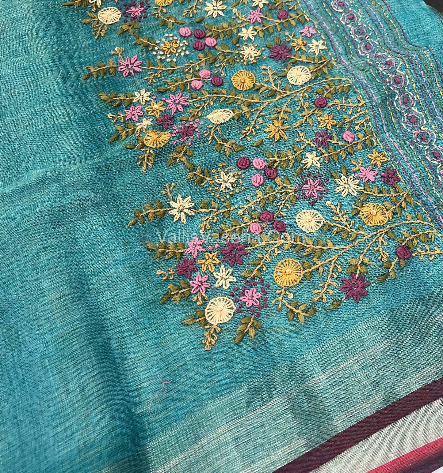 French Knot - Tissue Saree - Blue Shade - VVLFN011