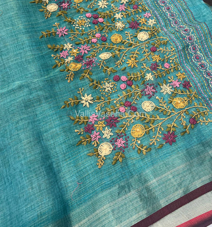 French Knot - Tissue Saree - Blue Shade - VVLFN011