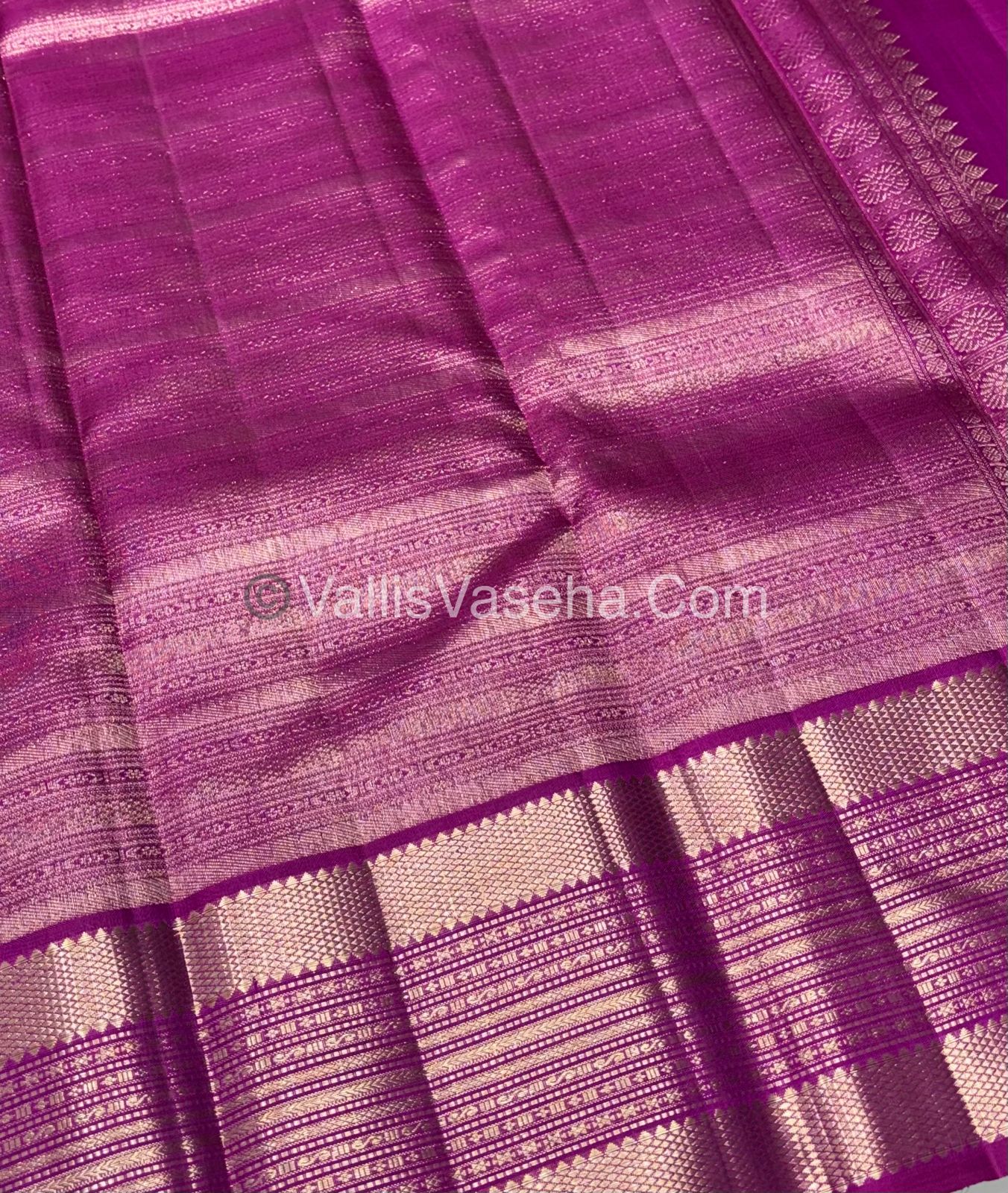 Pure Vintage Korvai Kanchipuram Bridal Silk Saree - Light Yellow & Purplish Pink Combo - VVPS033