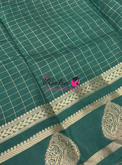 Semi Tussar Silk Saree | Green Shade |VVSTS061