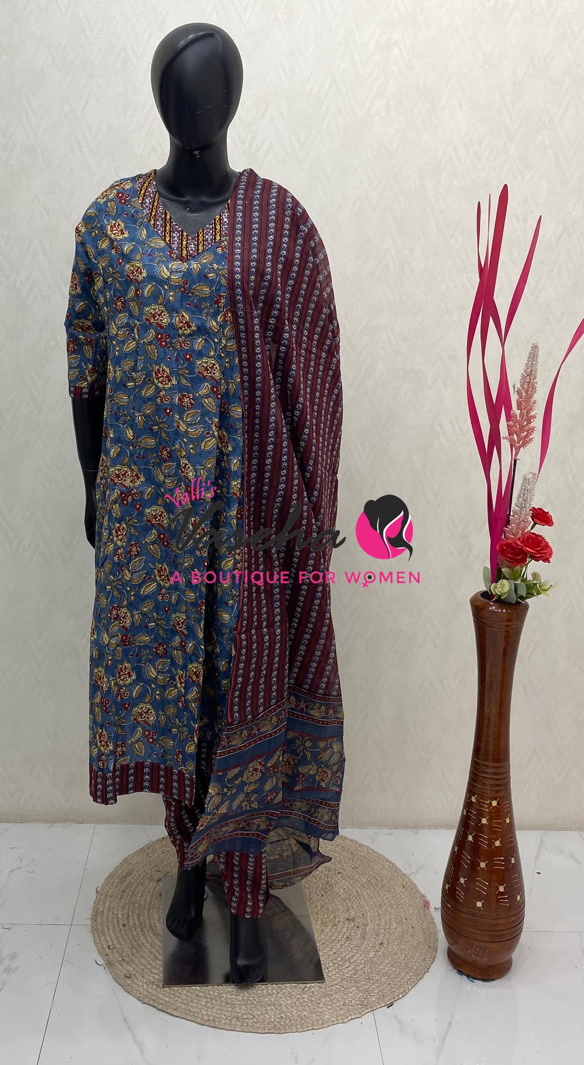 Ready Made - Anarkali - Salwar, Kameez & Duppatta(3pc)- Printed Cotton - VVAS013