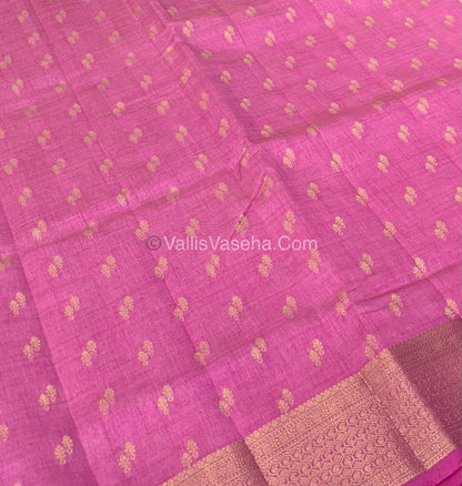 Semi Tussar Silk - Grand Pallu  - Pink Shade - VVSTS021