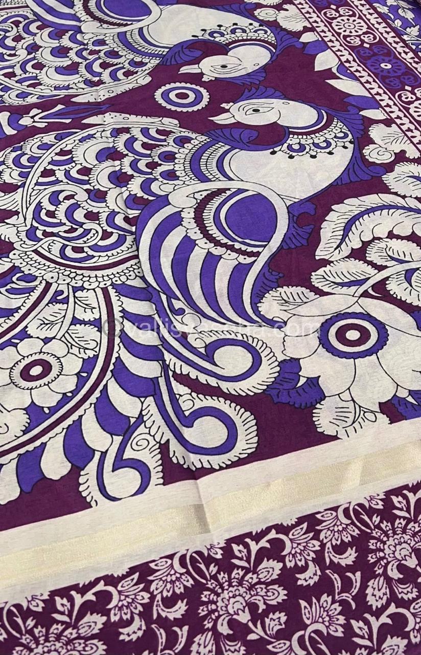 Pre Booking - Casual Wear - Semi Silk Mixed - Kalamkari - Lavendar (Purple) with Purplish Pink - VVSSK001