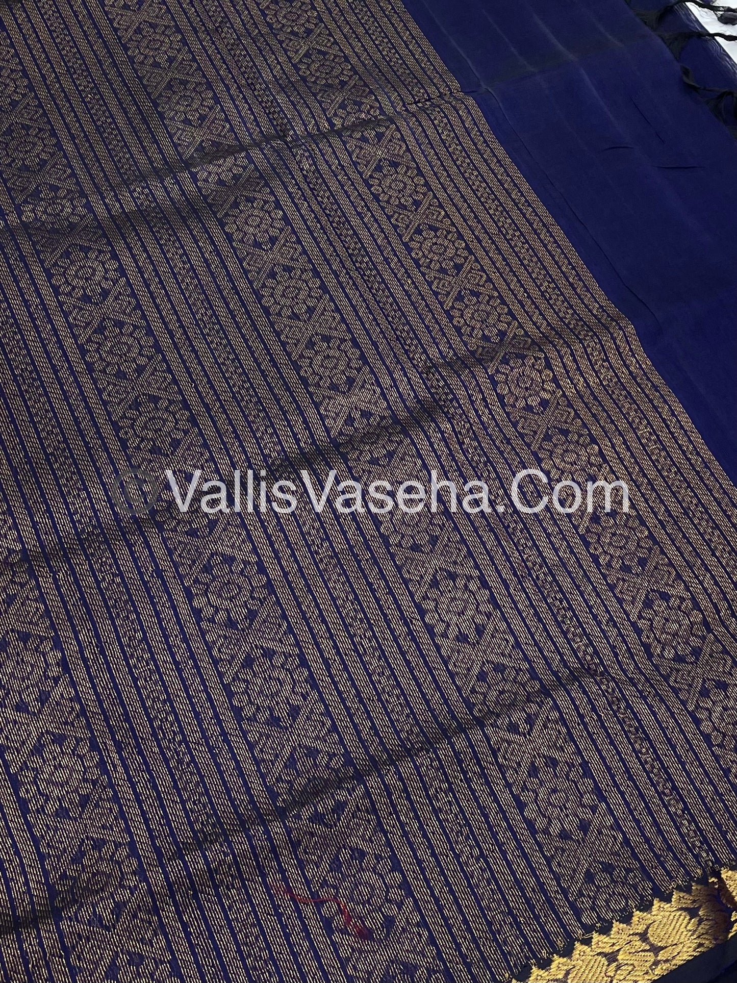 Pure Silk Cotton Saree -  Mayil & Elephant Design - Blue shade  - VVMES001