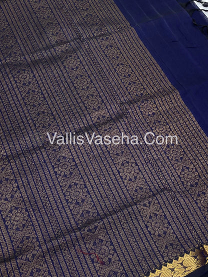 Pure Silk Cotton Saree -  Mayil & Elephant Design - Blue shade  - VVMES001