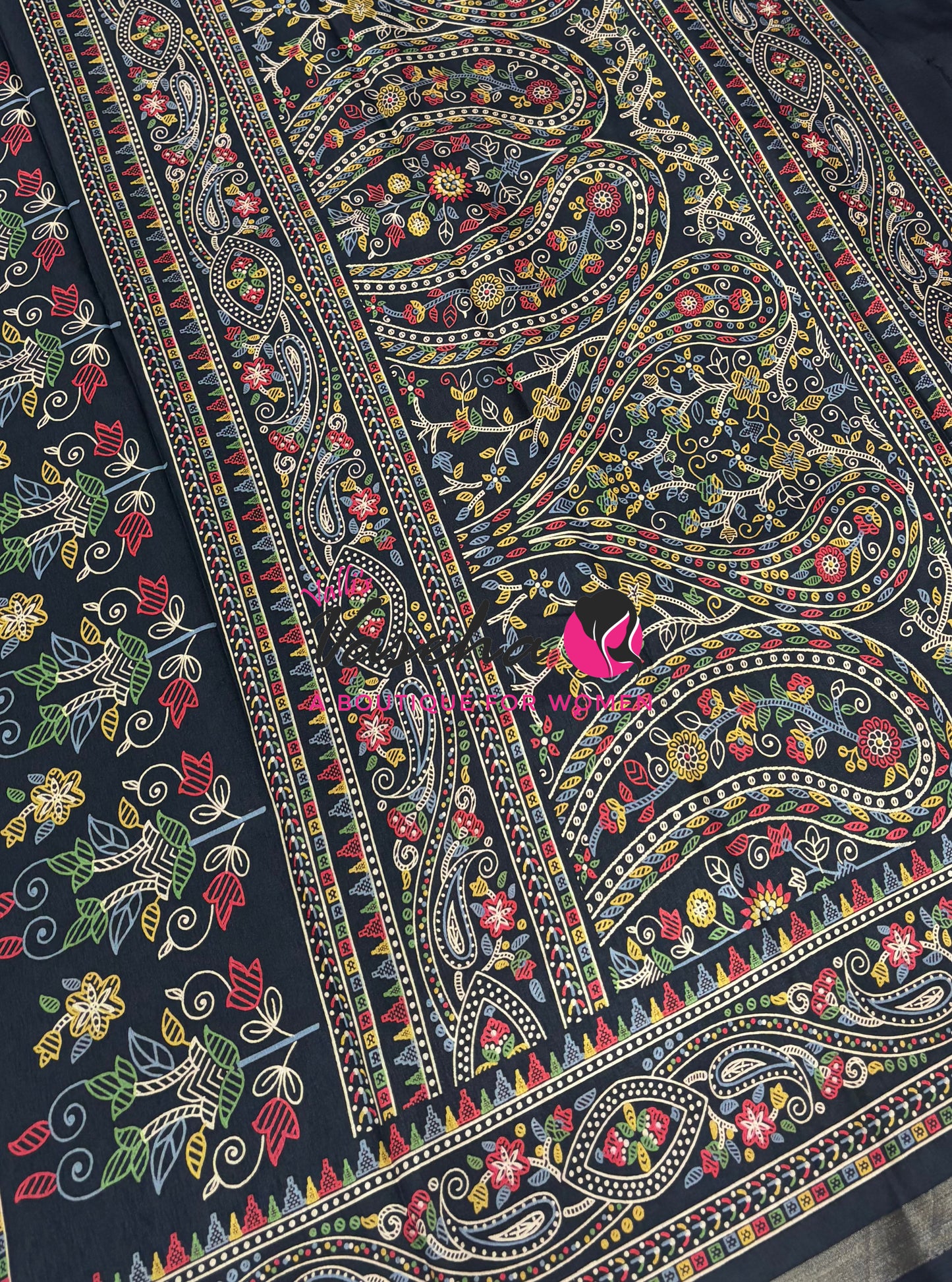 Casual Wear - Fancy Printed Silk  - Black Shade - VVFPS001