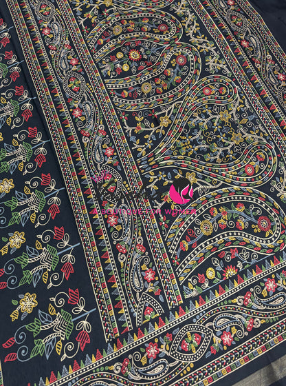 Casual Wear - Fancy Printed Silk  - Black Shade - VVFPS001