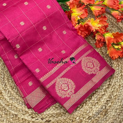Semi Tussar Silk Saree | Pink Shade |VVSTS060
