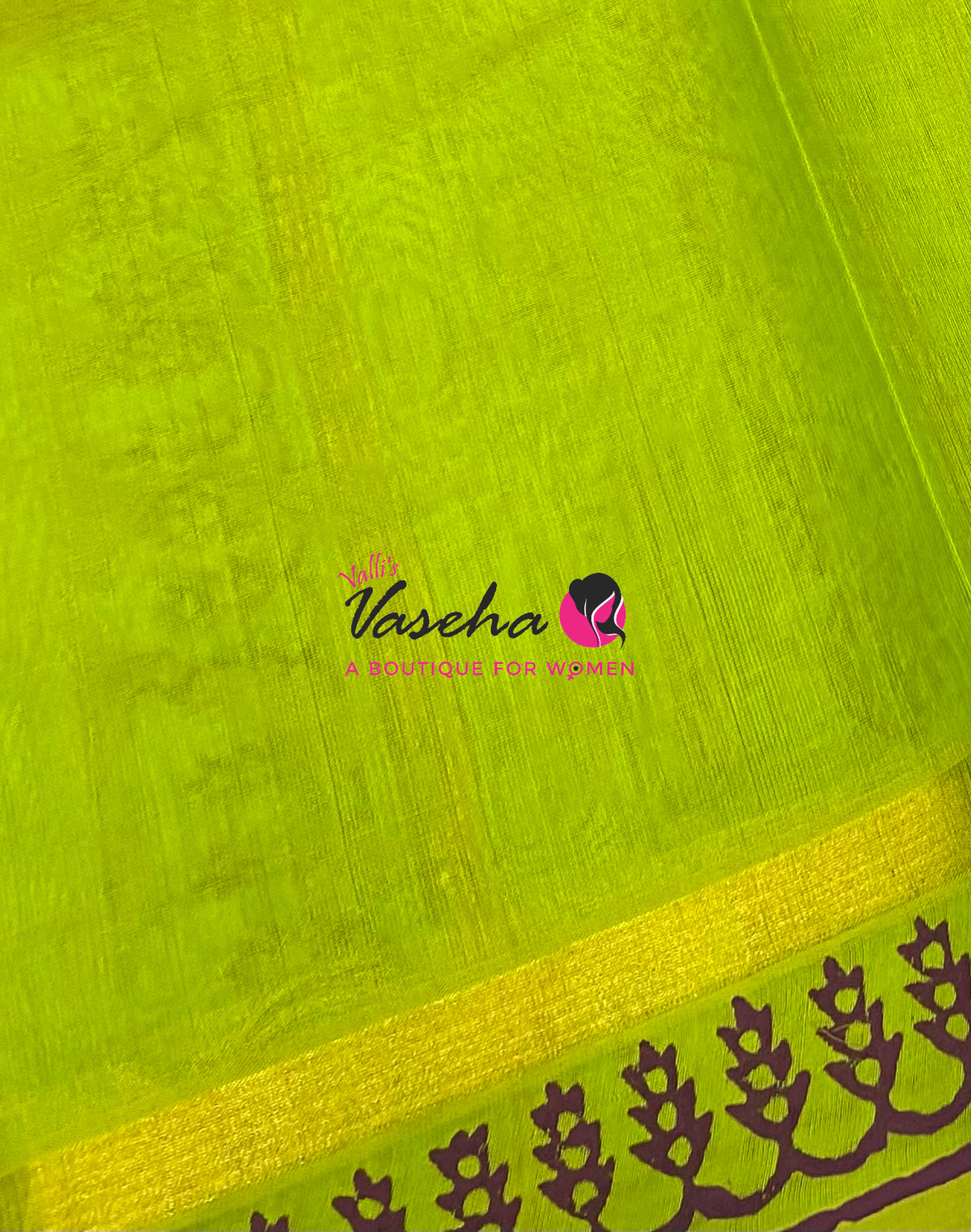 Pure Printed Silk Cotton Sarees - Maroon with Green - VVPSC004
