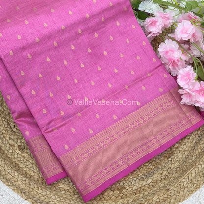 Semi Tussar Silk - Grand Pallu Pink Shade - VVSTS023