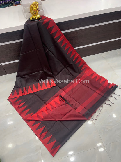 Semi Raw Silk - Black With Red Shade - VVRS006