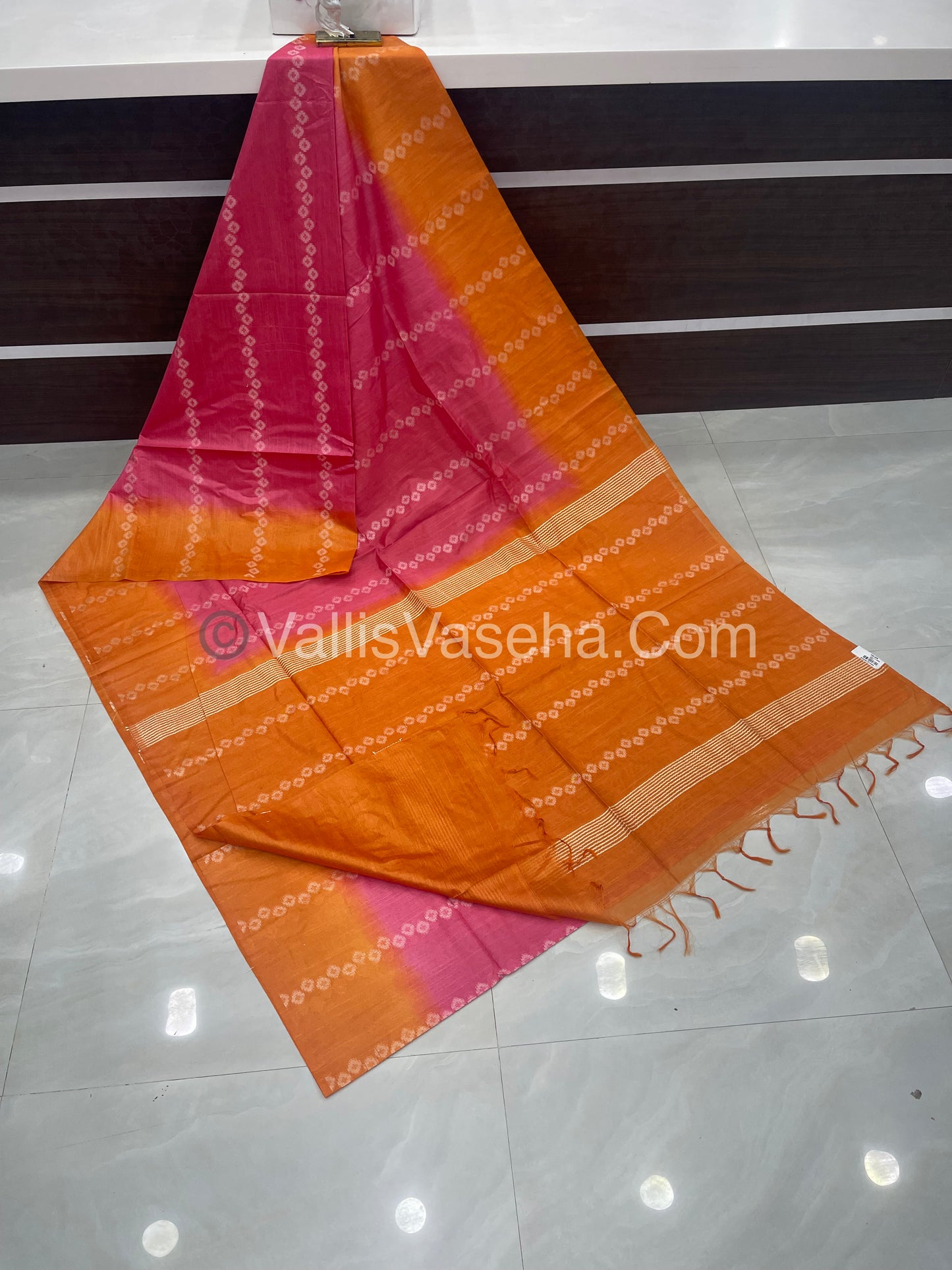 Bhagalpuri Silk - Pink With Orange - VVBS007