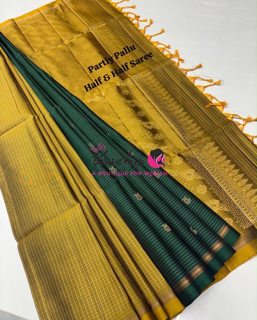 Pure Soft Silk Saree - Partly Pallu -  Half & Half Saree - VVPSS142
